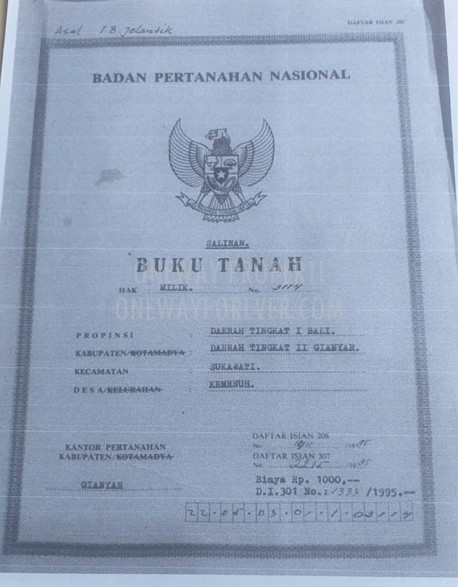 Tanah dijual di Puri Peling Gianyar